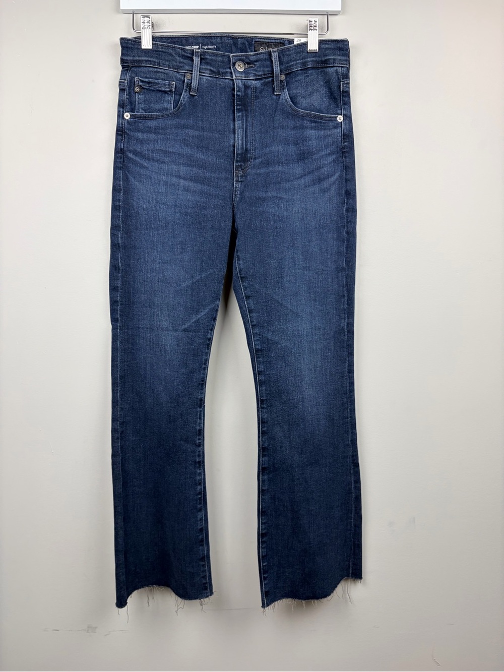 AG Farrah Boot Crop‎ High Rise Jeans NWT 29 Blue Raw Hem Stretch Denim